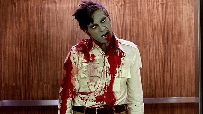Stephen (David Emge) is having a bloody bad day at the mall in George Romero's DAWN OF THE DEAD from 1978.