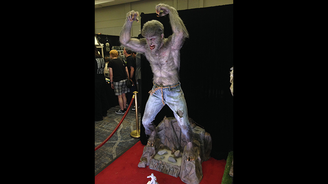 Complete figure from Mike Hill's life-size recreation of the classic Aurora Wolf Man monster model kit, debuted at Monsterpalooza 2015.
