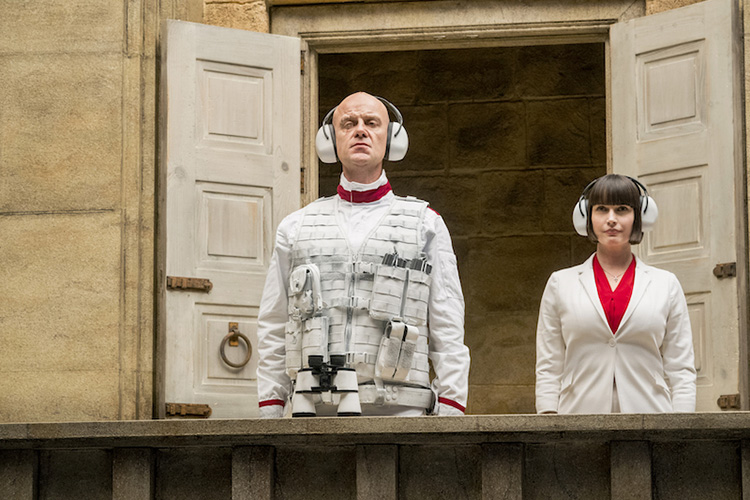 Pip Torrens as Herr Starr, Julie Ann Emery as Featherstone - Preacher _ Season 3, Episode 10 - Photo Credit: Alfonso Bresciani/AMC/Sony Pictures Television